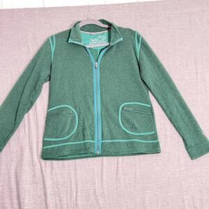 Kuhl Women's Sz Lg Kashmira Full Zip Knit Fleece Jacket Green Zip Pockets